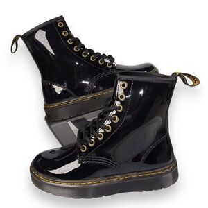 Dr.‎ Martens Zavala Patent Leather Combat Boots Black Women's 5